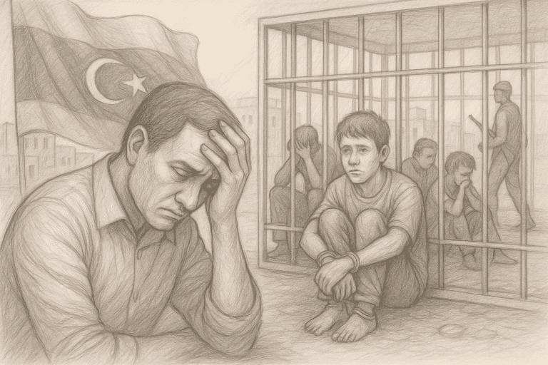 الاتجار بالبشر في ليبيا – رسم رمزي يعكس المعاناة الإنسانية للمهاجرين والضحايا