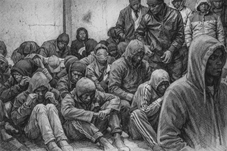 مهاجرون غير نظاميين محتجزون في ظروف قاسية داخل أحد مراكز الاحتجاز في ليبيا